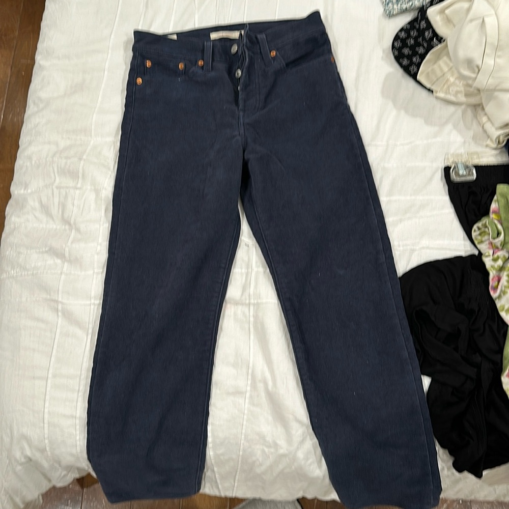 navy corduroy wedgie straight jeans